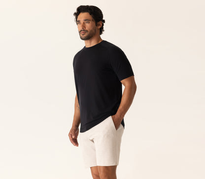 Short Sleeve Raglan Scallop Crew T-Shirt In Soft Techno Jersey