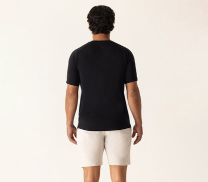 Short Sleeve Raglan Scallop Crew T-Shirt In Soft Techno Jersey