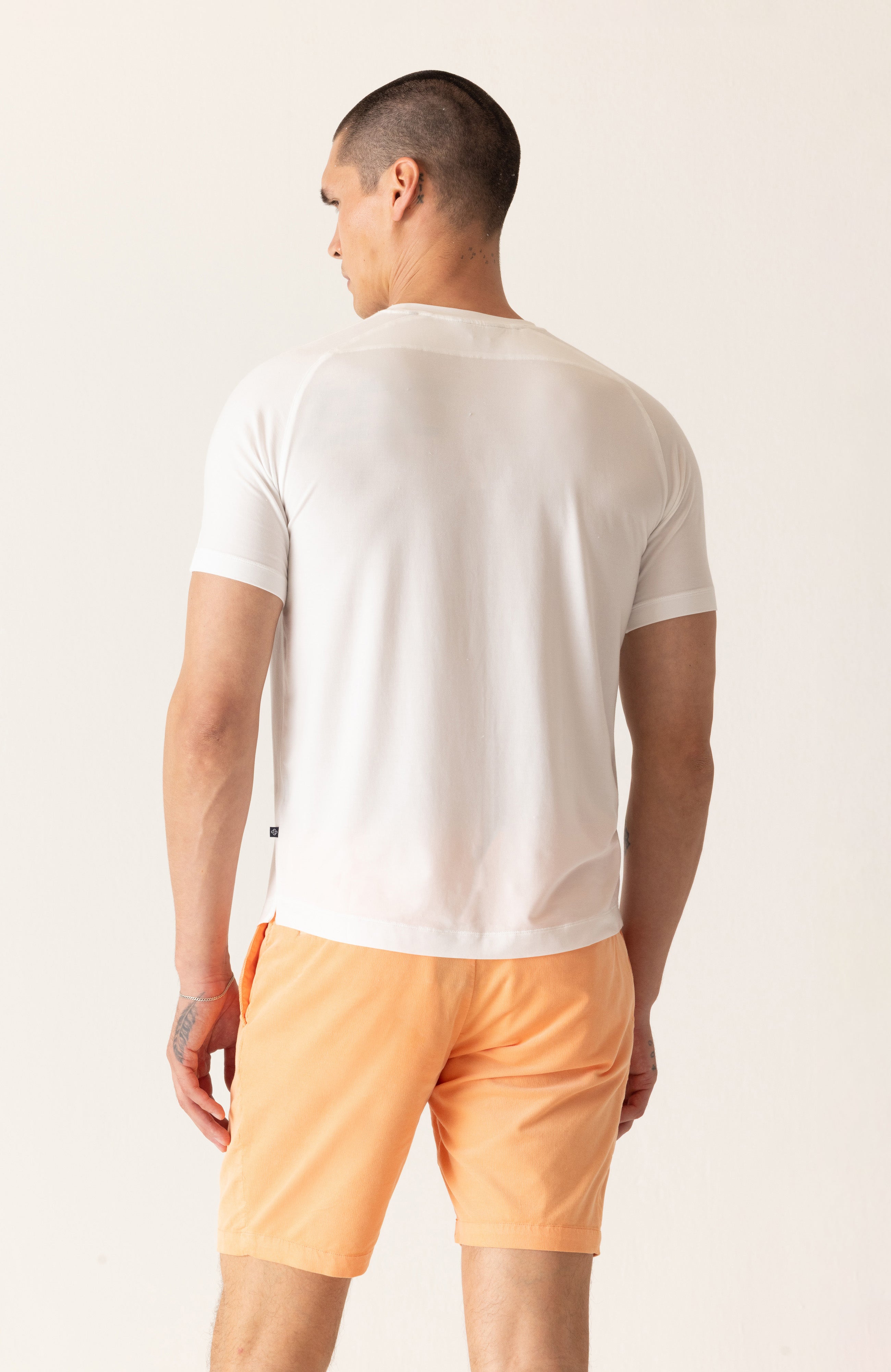 Short Sleeve Raglan Scallop Crew T-Shirt In Soft Techno Jersey Hover