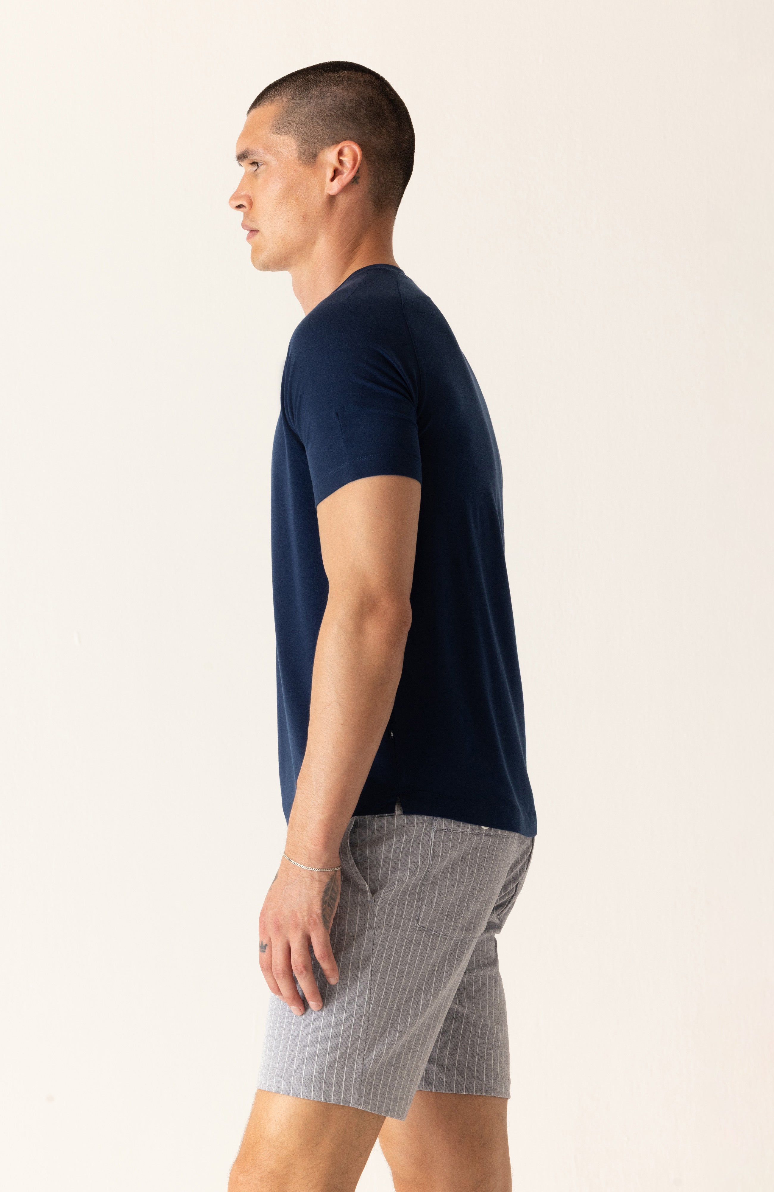 Short Sleeve Raglan Scallop Crew T-Shirt In Soft Techno Jersey Hover