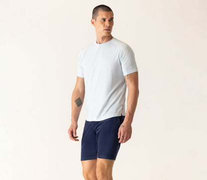 Short Sleeve Raglan Scallop Crew T-Shirt In Soft Techno Jersey