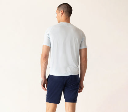 Short Sleeve Raglan Scallop Crew T-Shirt In Soft Techno Jersey