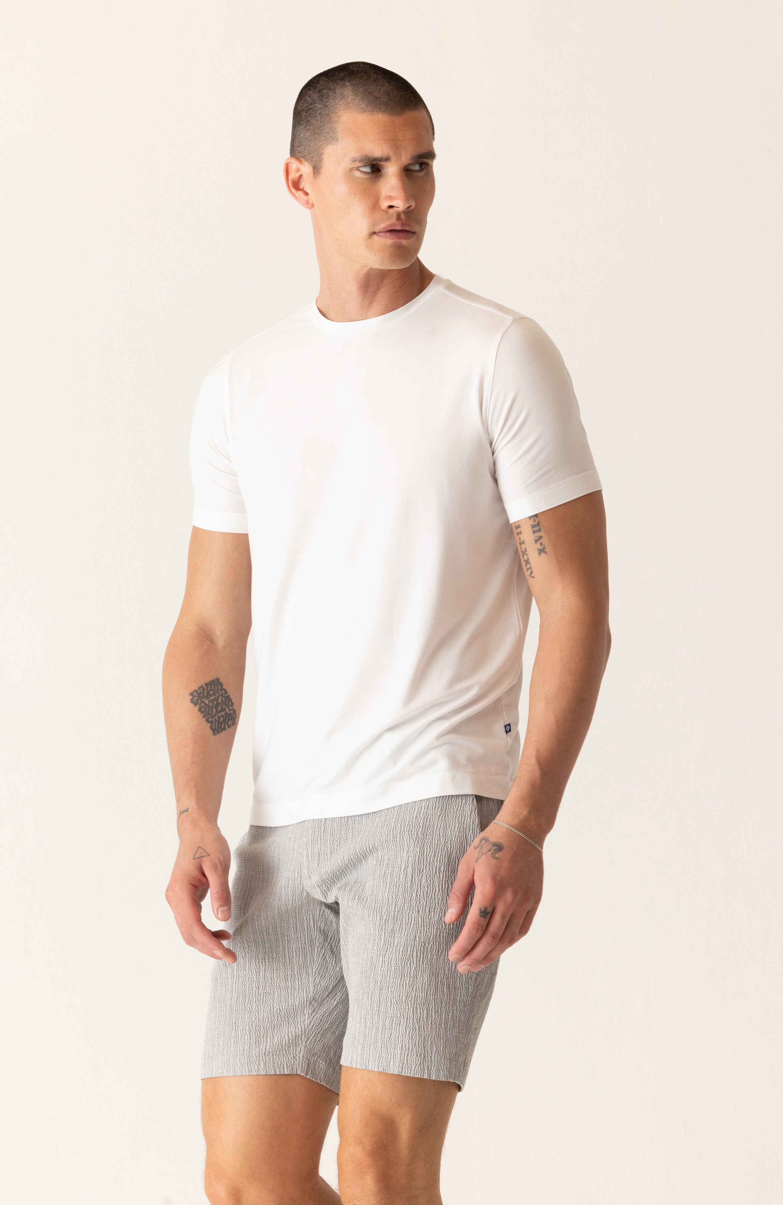 Short Sleeve Modern Crew T-Shirt In Soft Techno Jersey