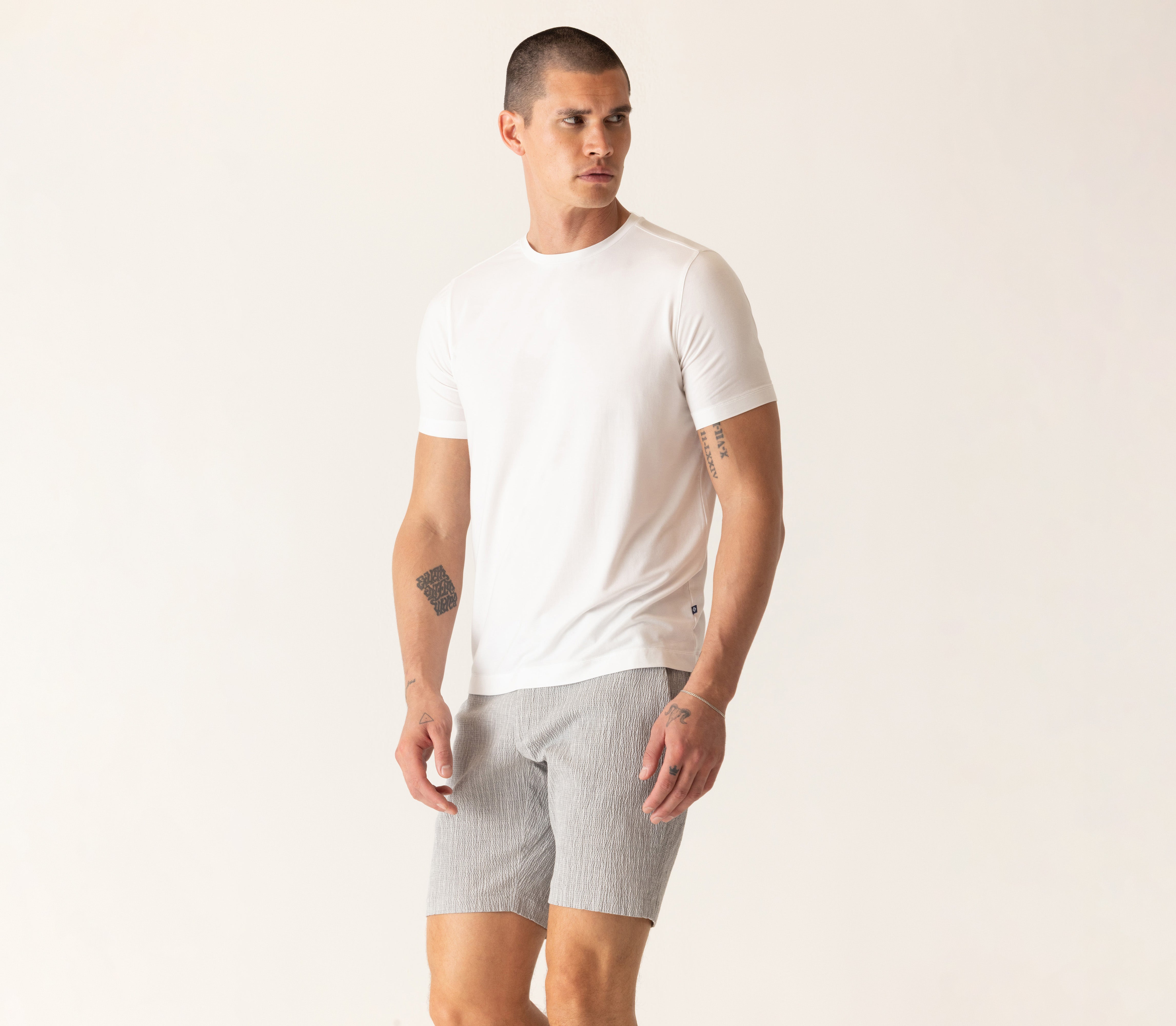 Short Sleeve Modern Crew T-Shirt In Soft Techno Jersey