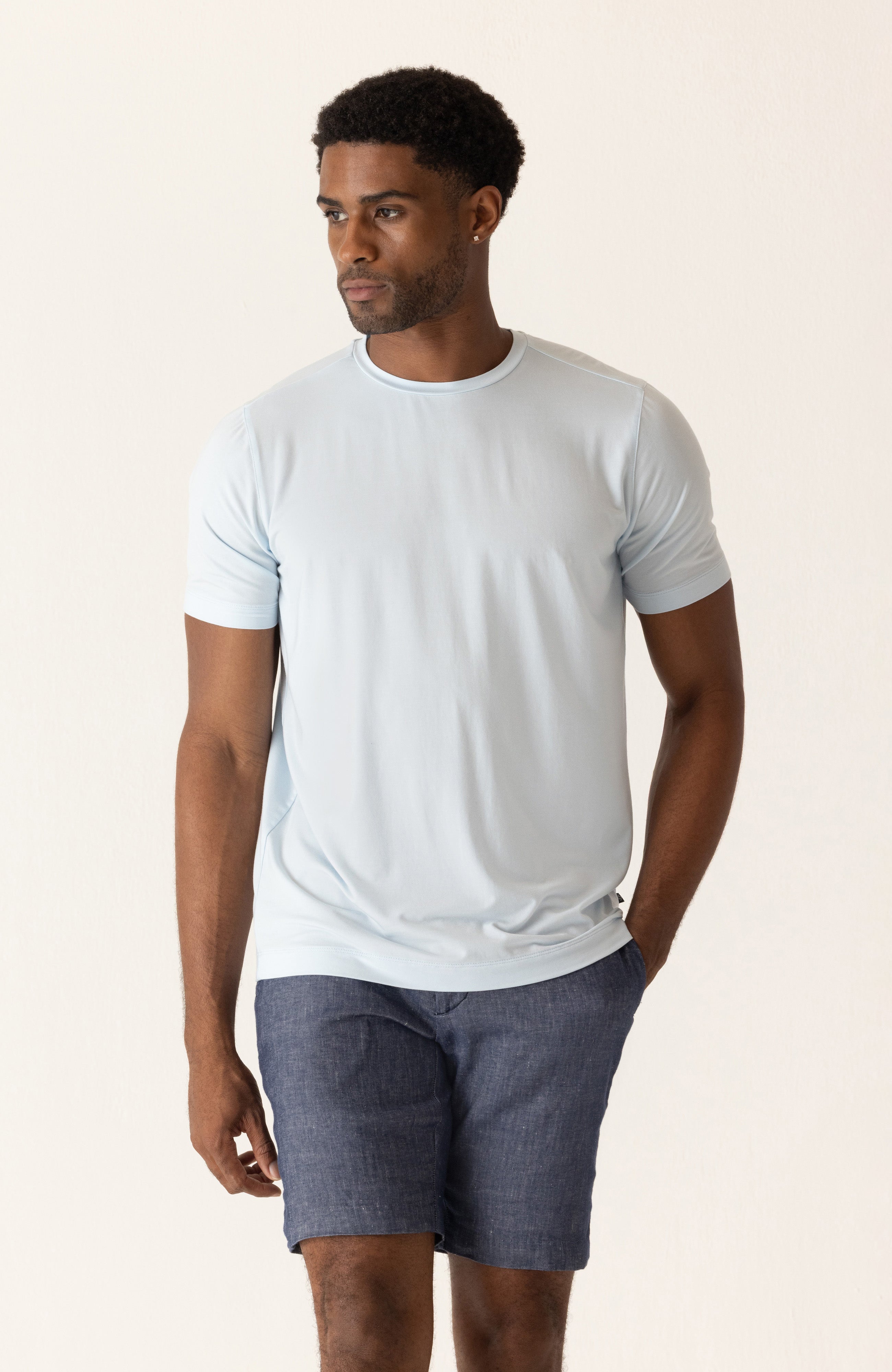 Short Sleeve Modern Crew T-Shirt In Soft Techno Jersey