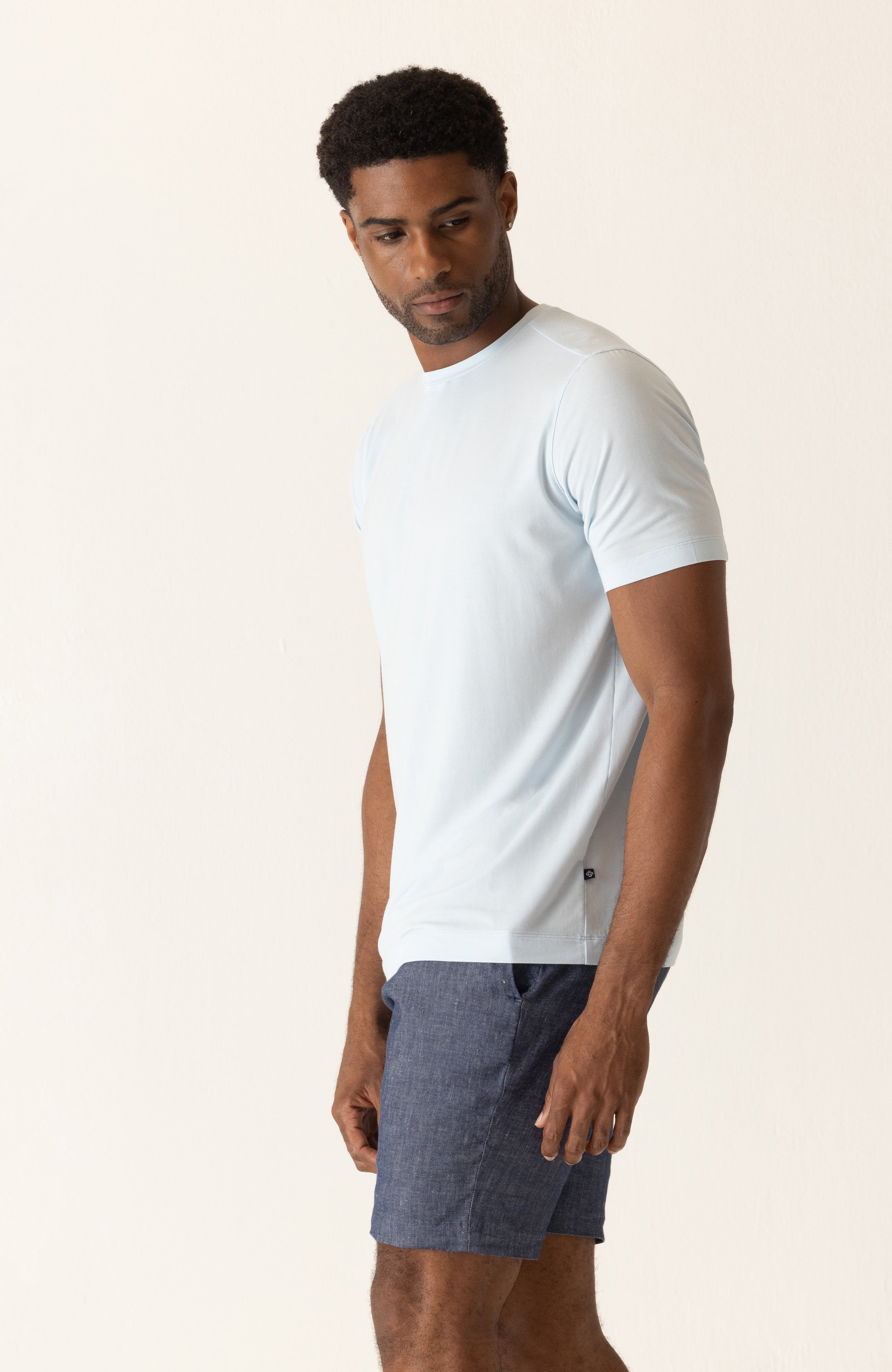 Short Sleeve Modern Crew T-Shirt In Soft Techno Jersey Hover