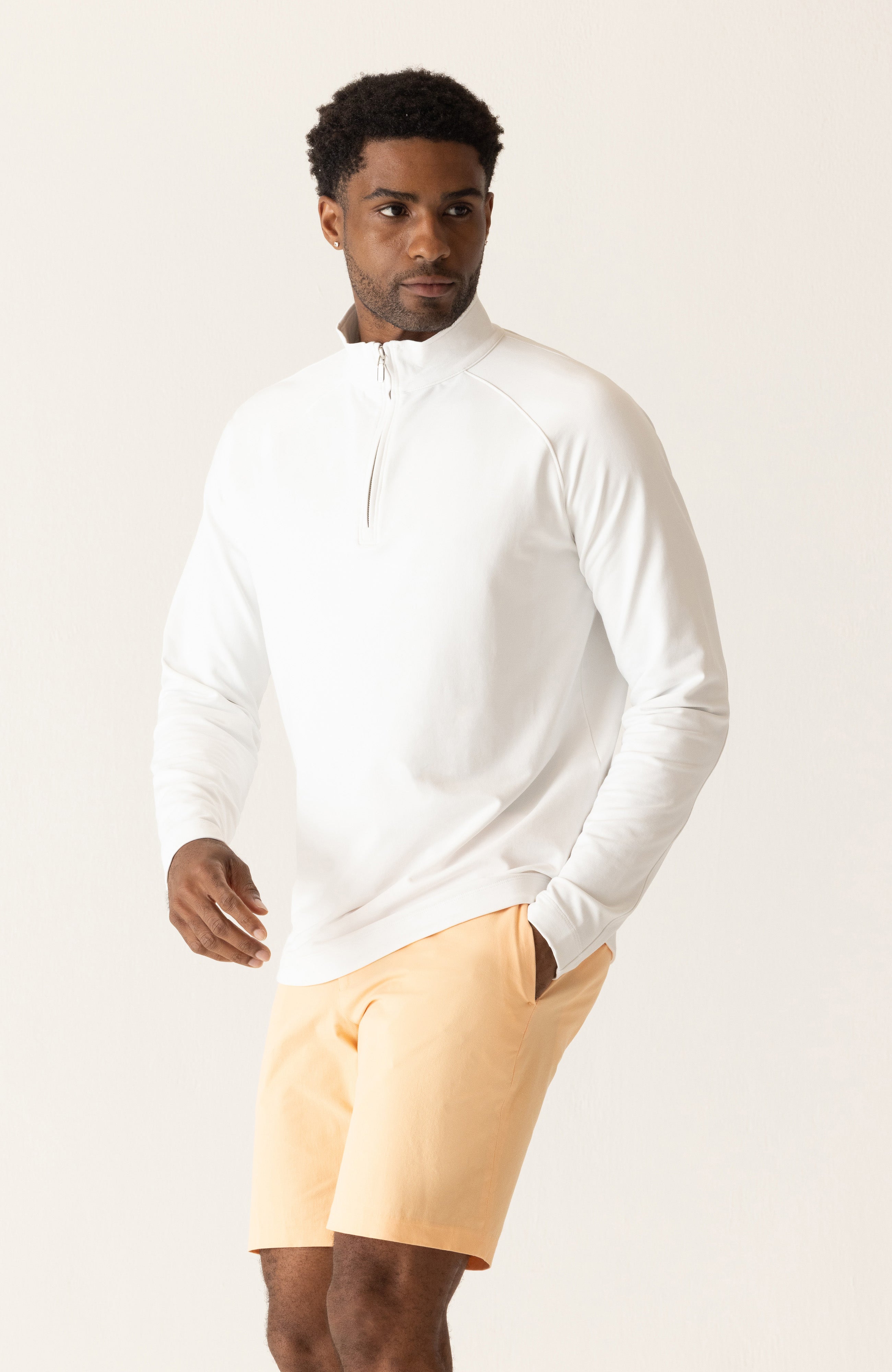 Long Sleeve 1/4 Zip In Techno Microlight French Terry