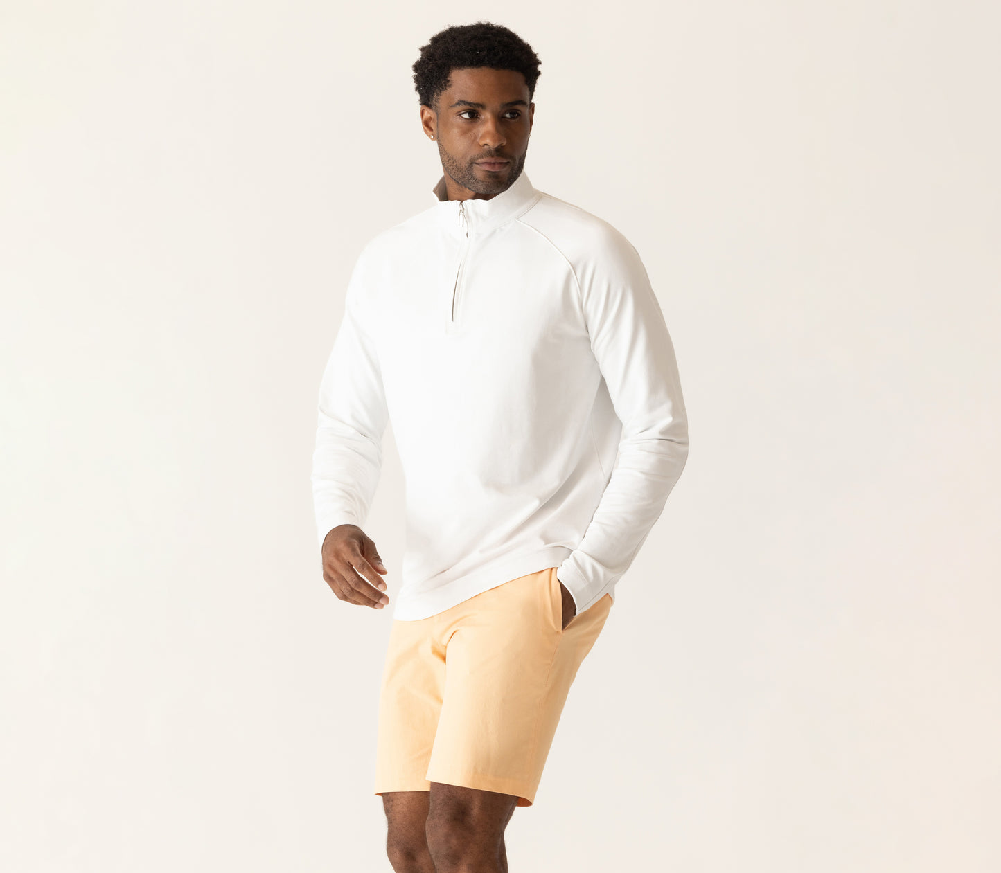 Long Sleeve 1/4 Zip In Techno Microlight French Terry