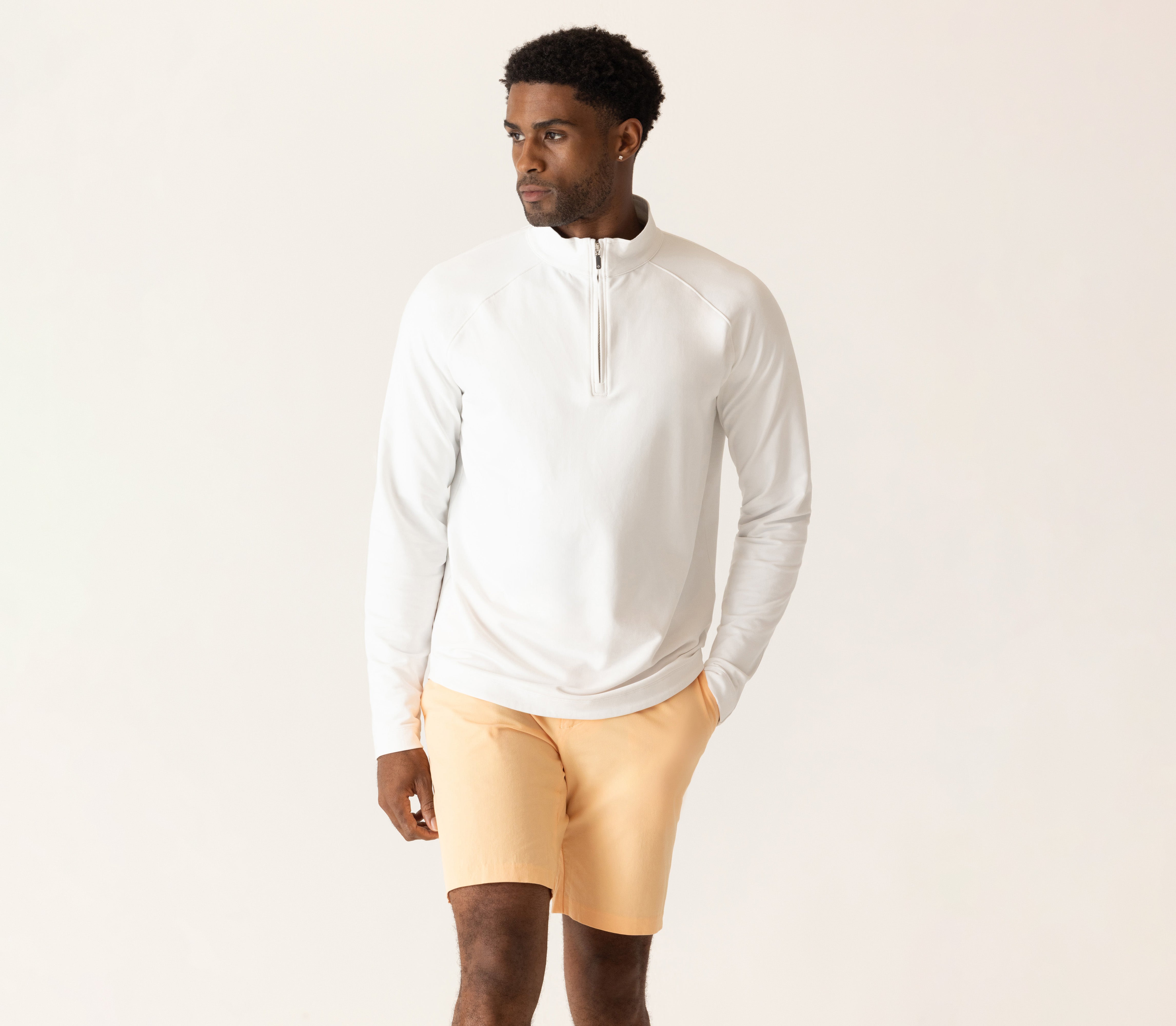 Long Sleeve 1/4 Zip In Techno Microlight French Terry