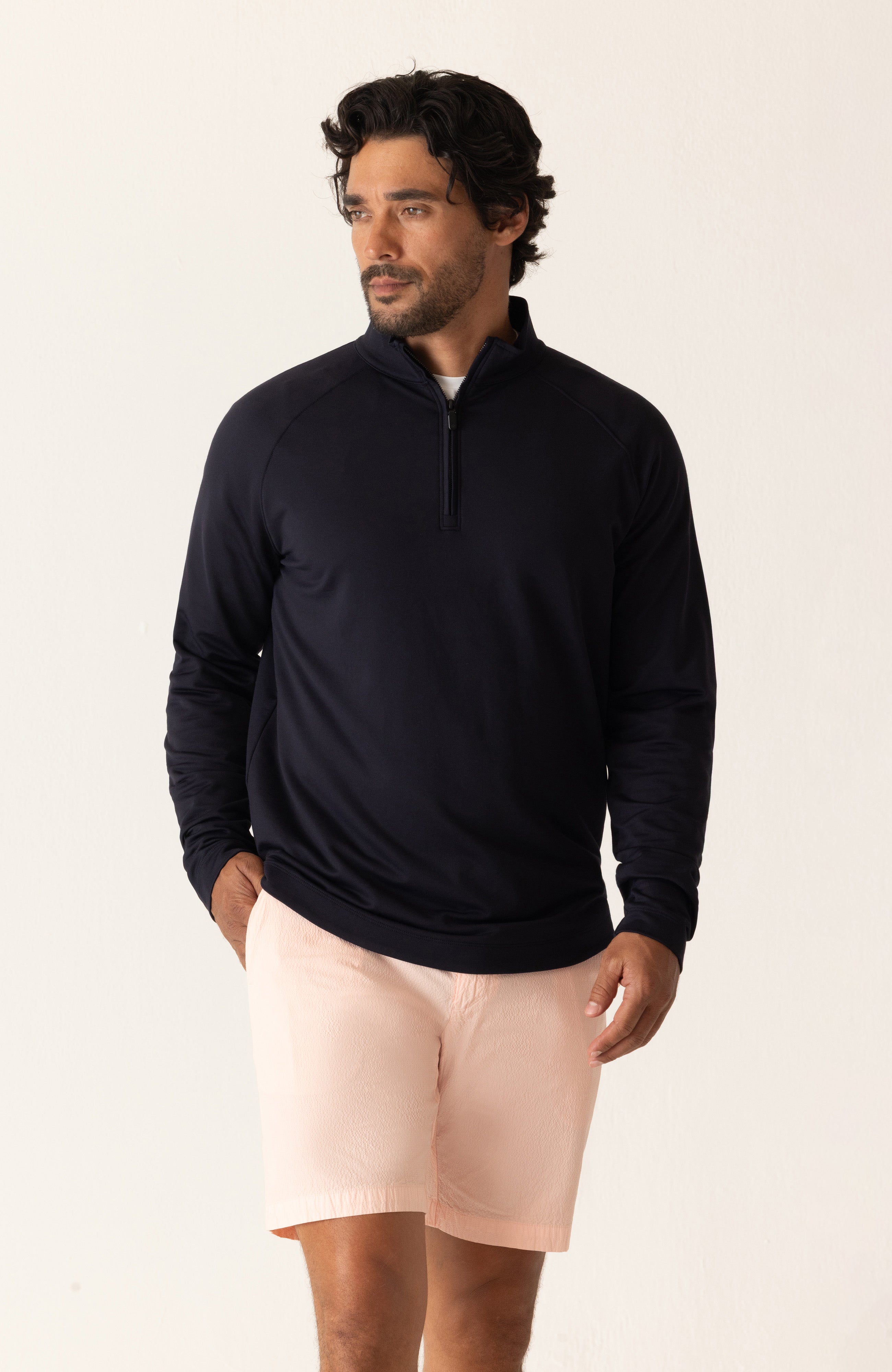 Long Sleeve 1/4 Zip In Techno Microlight French Terry