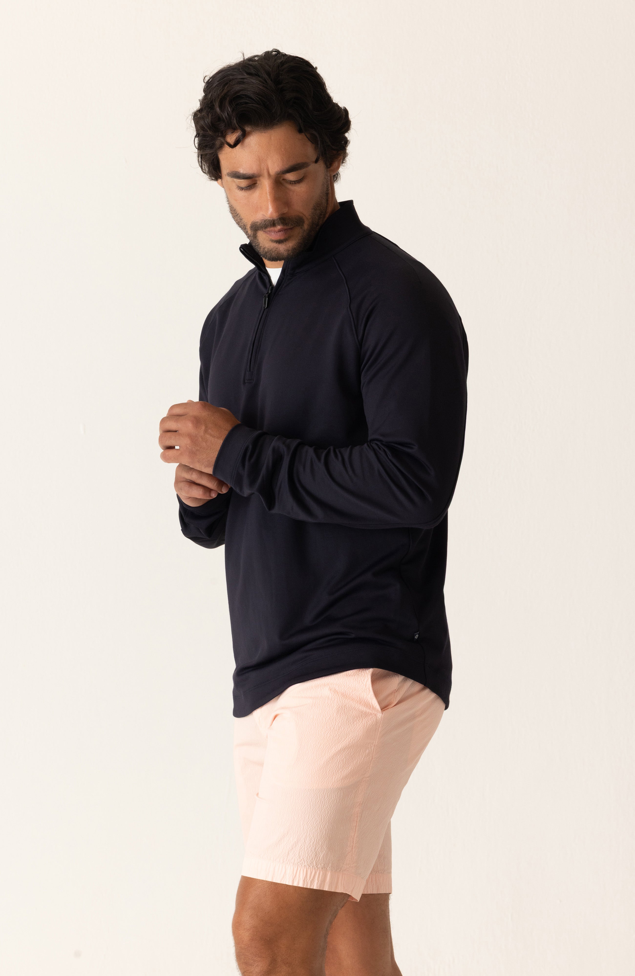 Long Sleeve 1/4 Zip In Techno Microlight French Terry Hover
