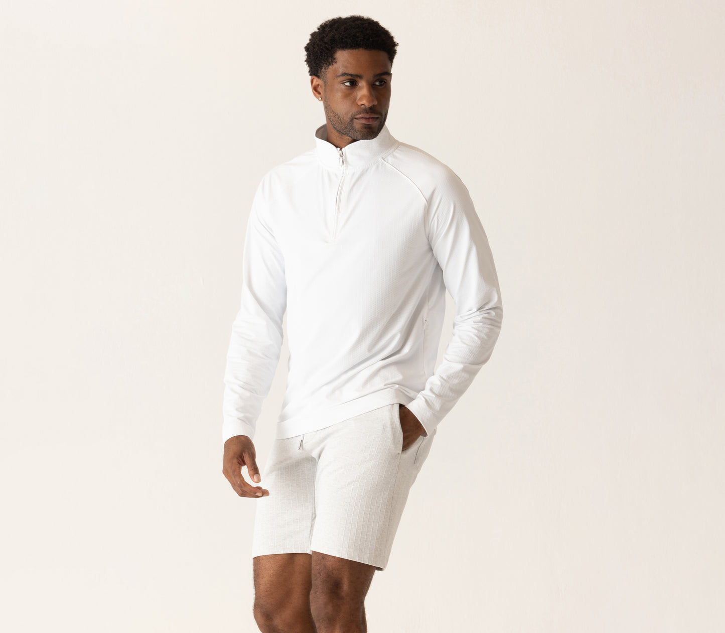 Long Sleeve 1/4 Zip In Links Jacquard Warp Knit