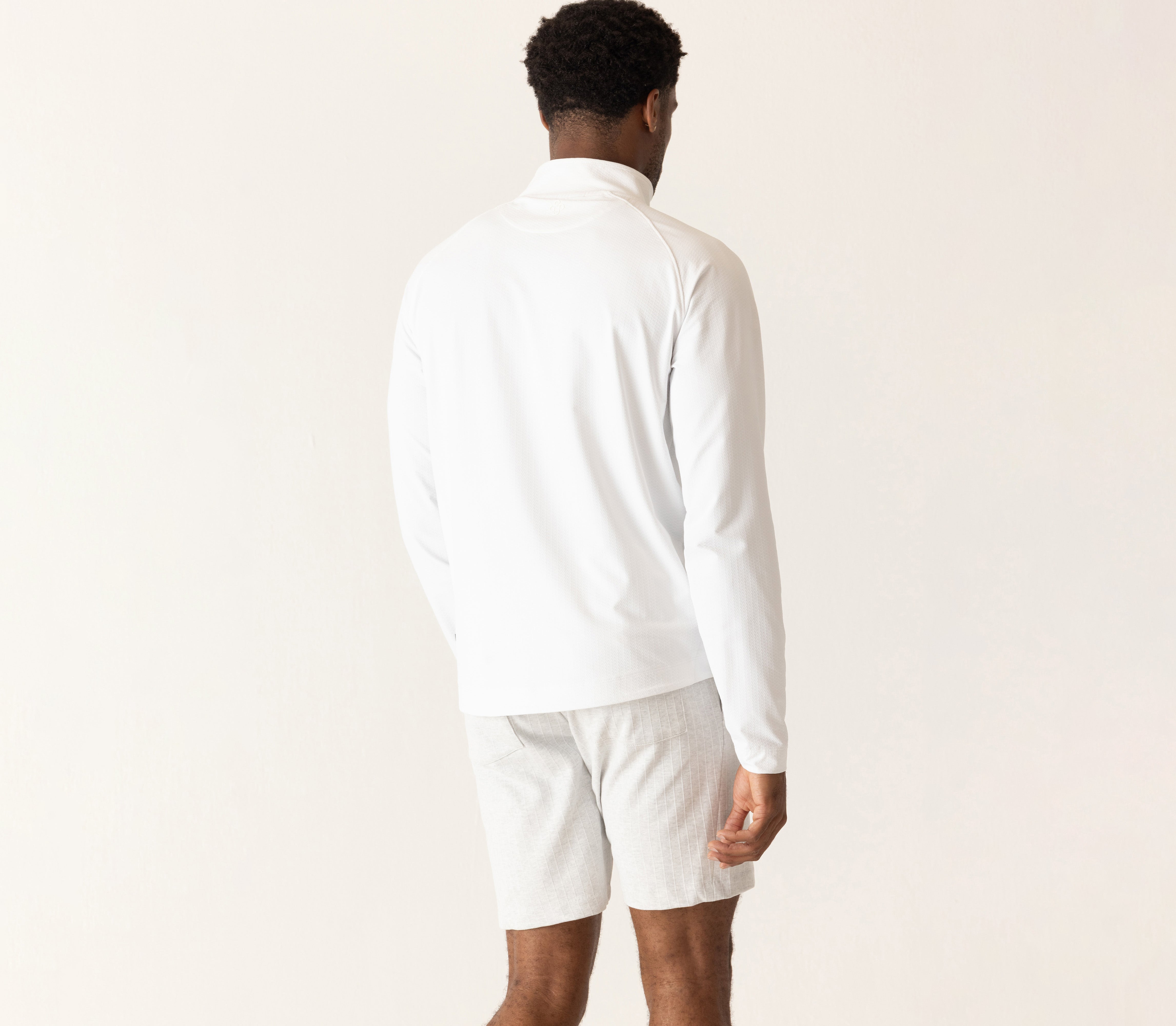 Long Sleeve 1/4 Zip In Links Jacquard Warp Knit