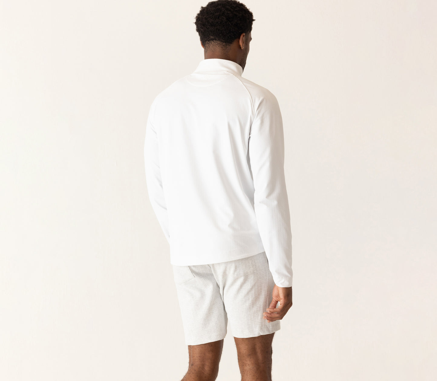 Long Sleeve 1/4 Zip In Links Jacquard Warp Knit