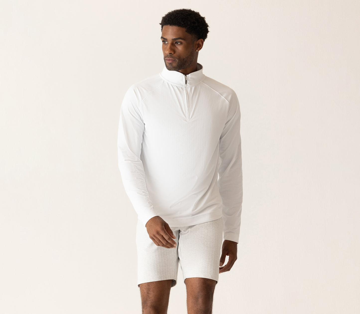 Long Sleeve 1/4 Zip In Links Jacquard Warp Knit