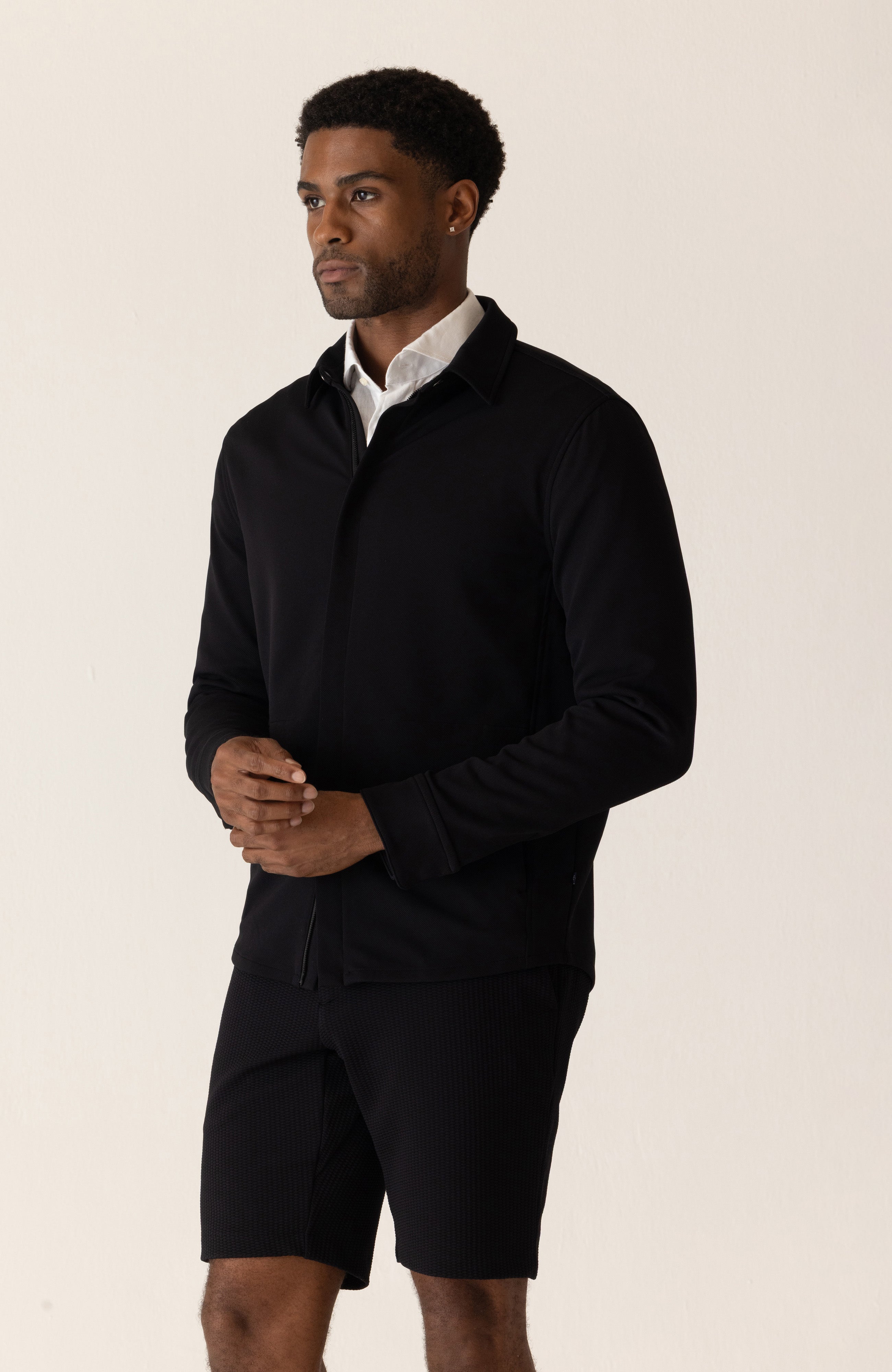 Long Sleeve Getaway Shirt Jacket In Twilight Twill Jersey