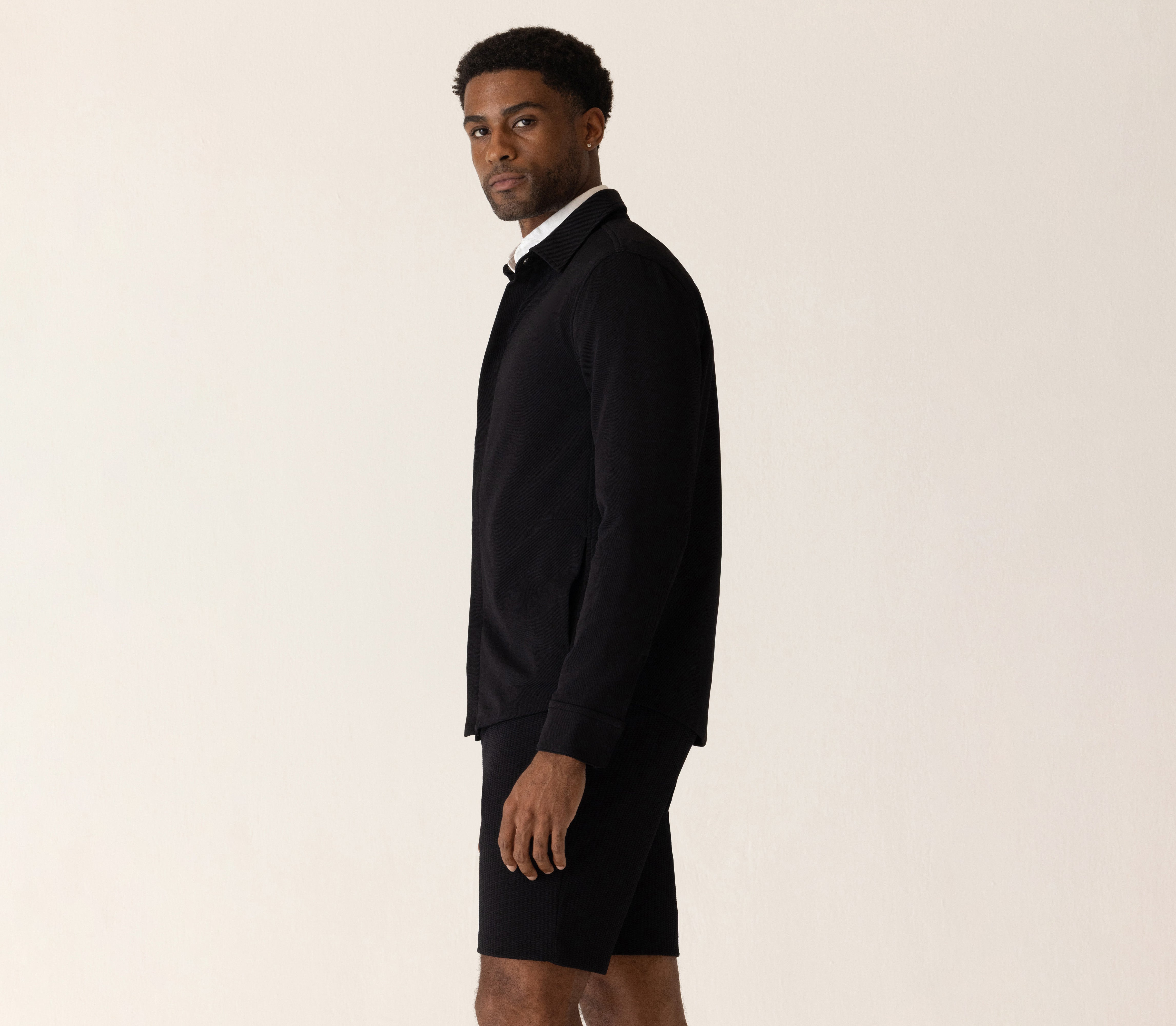 Long Sleeve Getaway Shirt Jacket In Twilight Twill Jersey