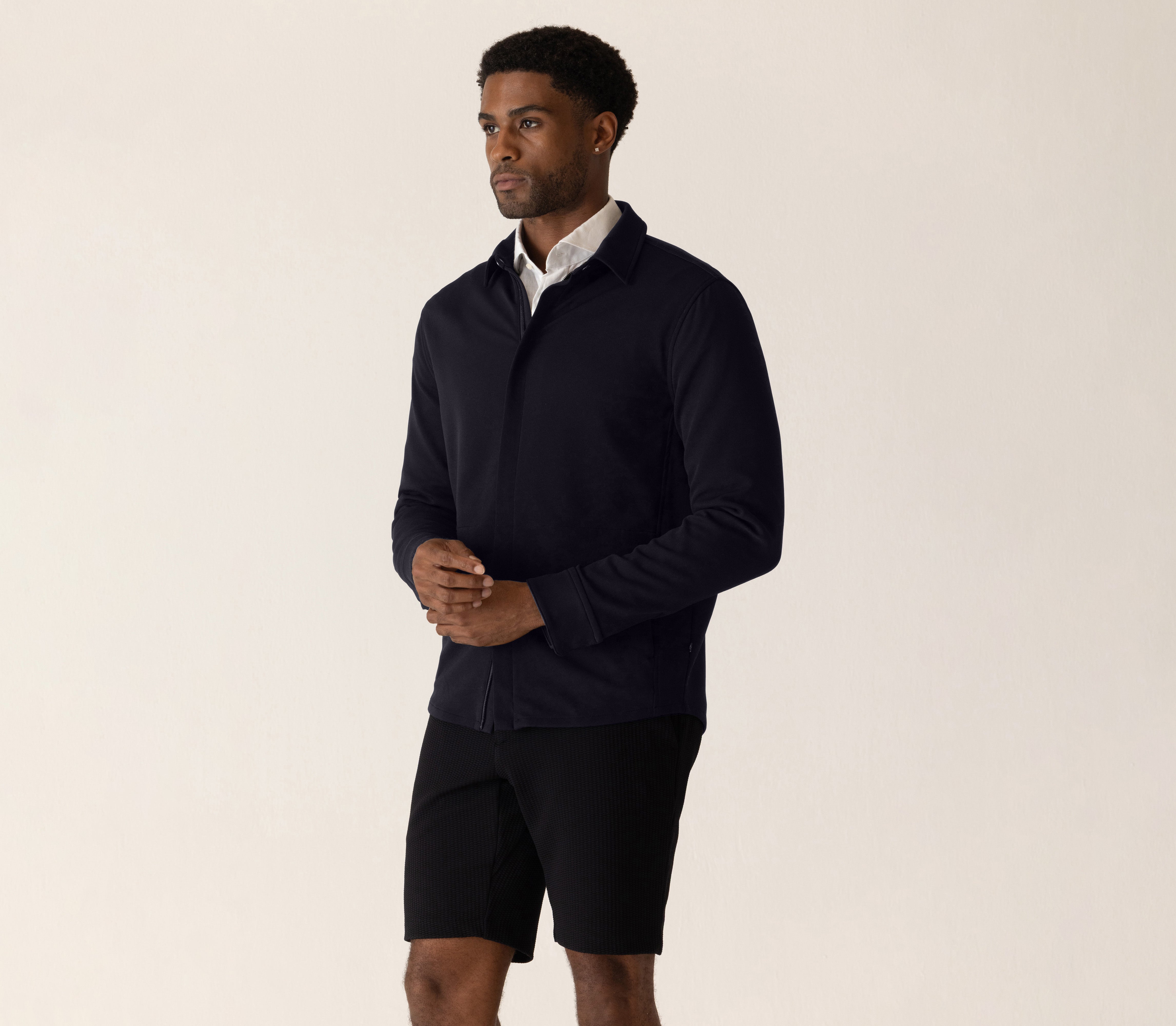 Long Sleeve Getaway Shirt Jacket In Twilight Twill Jersey