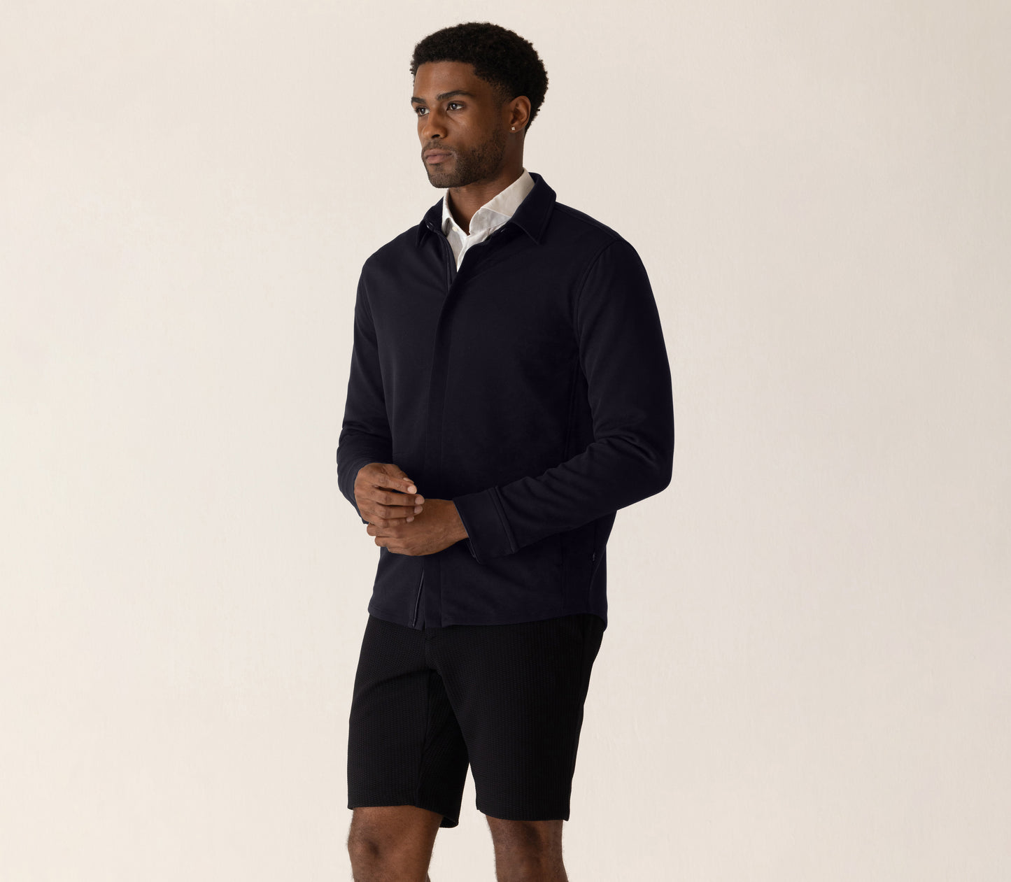 Long Sleeve Getaway Shirt Jacket In Twilight Twill Jersey